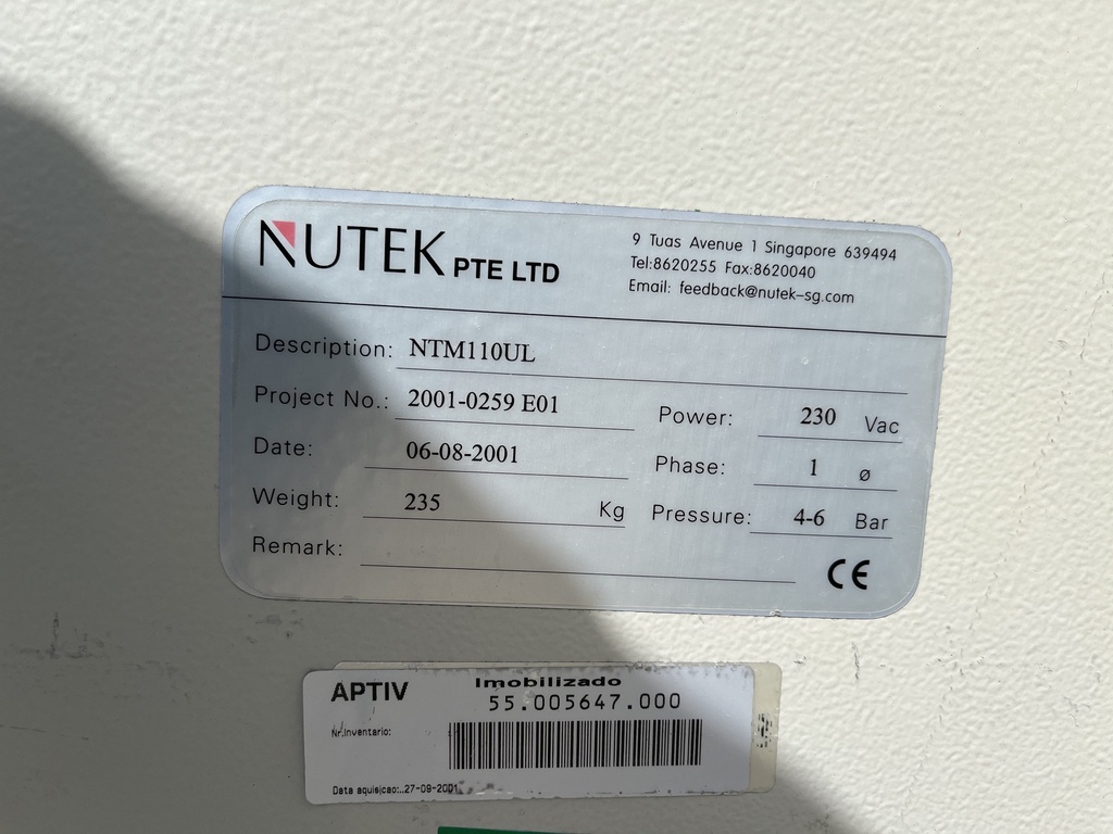 Nutek Conveyor model: NTM110UL SMT 2001-0259E01